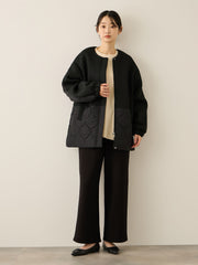 ダンボール中綿切り替えノーカラージャケット≪手洗い可能≫