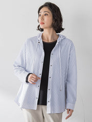 【大きいサイズ】ドビーストライプフードシャツ