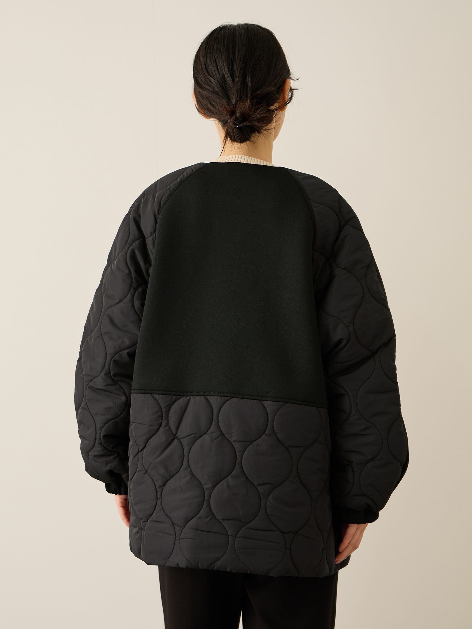 ダンボール中綿切り替えノーカラージャケット≪手洗い可能≫