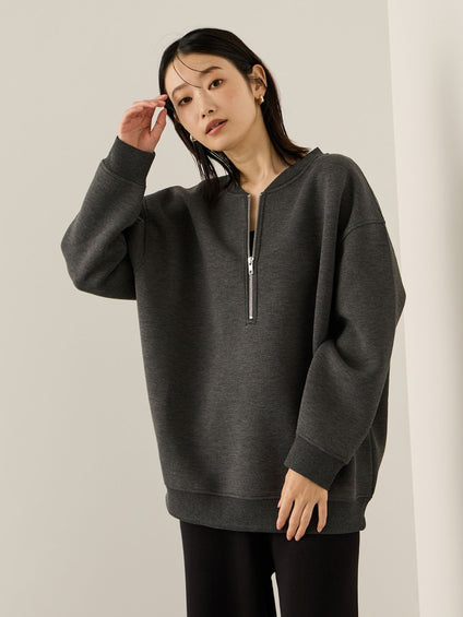 ソフトダンボールハーフZIPプルオーバー≪手洗い可能≫
