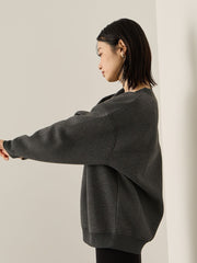 ソフトダンボールハーフZIPプルオーバー≪手洗い可能≫