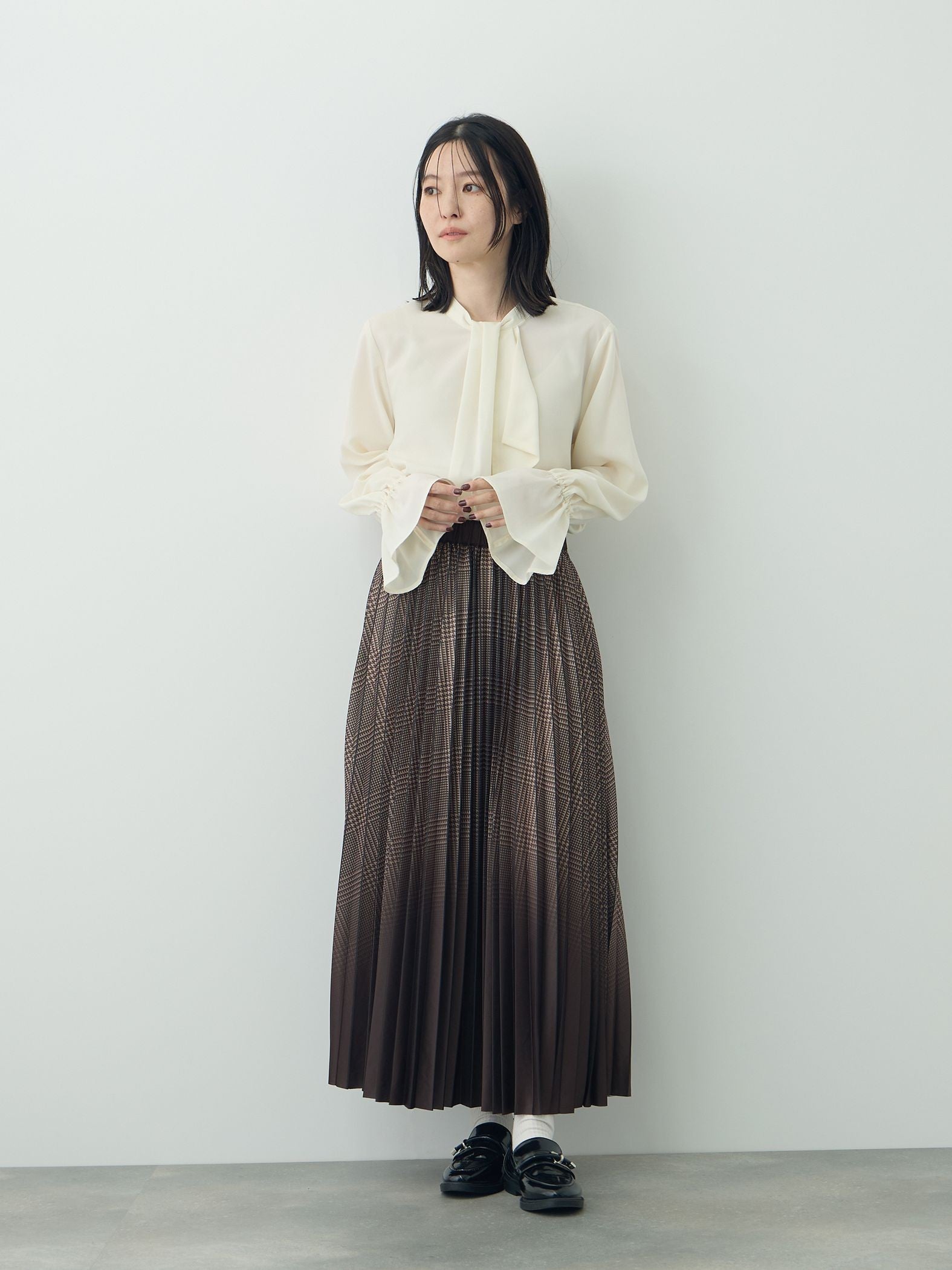 ニットプリーツロングスカート