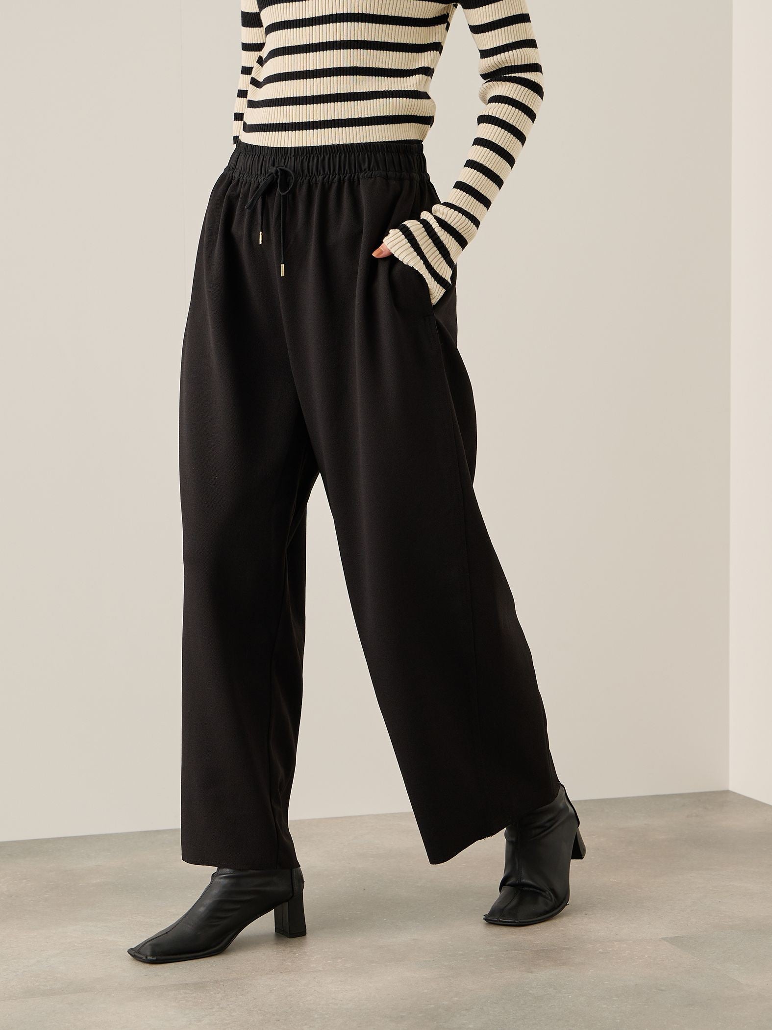 カットジョーゼットイージーワイドパンツ≪手洗い可能≫