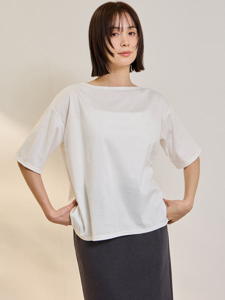 《予約》【連休。涼。軽やかに。】ボートネックT《汗じみ軽減 / 接触冷感》