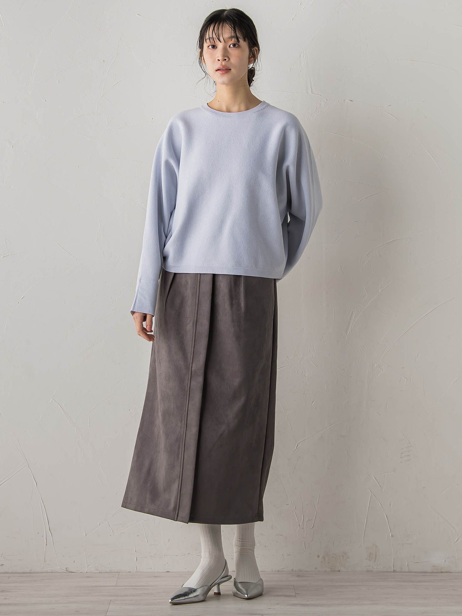 スエードフロント切替えナロースカート≪手洗い可能≫