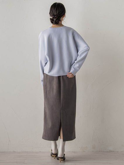 スエードフロント切替えナロースカート≪手洗い可能≫