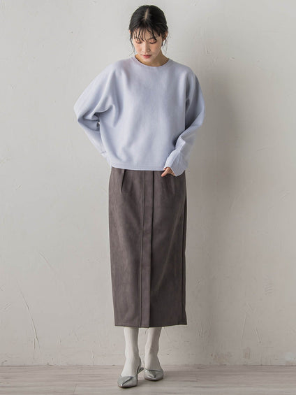 スエードフロント切替えナロースカート≪手洗い可能≫