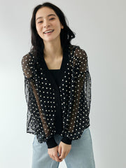 フラワー刺繍テキスタイルカーディガン