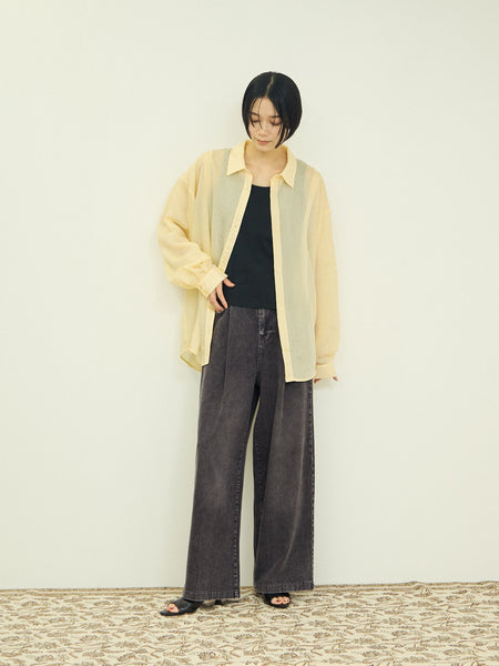 ウエストゴムタックワイドデニム
