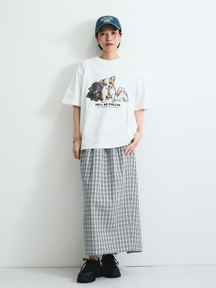 フロントタックチェックスカート≪手洗い可能≫