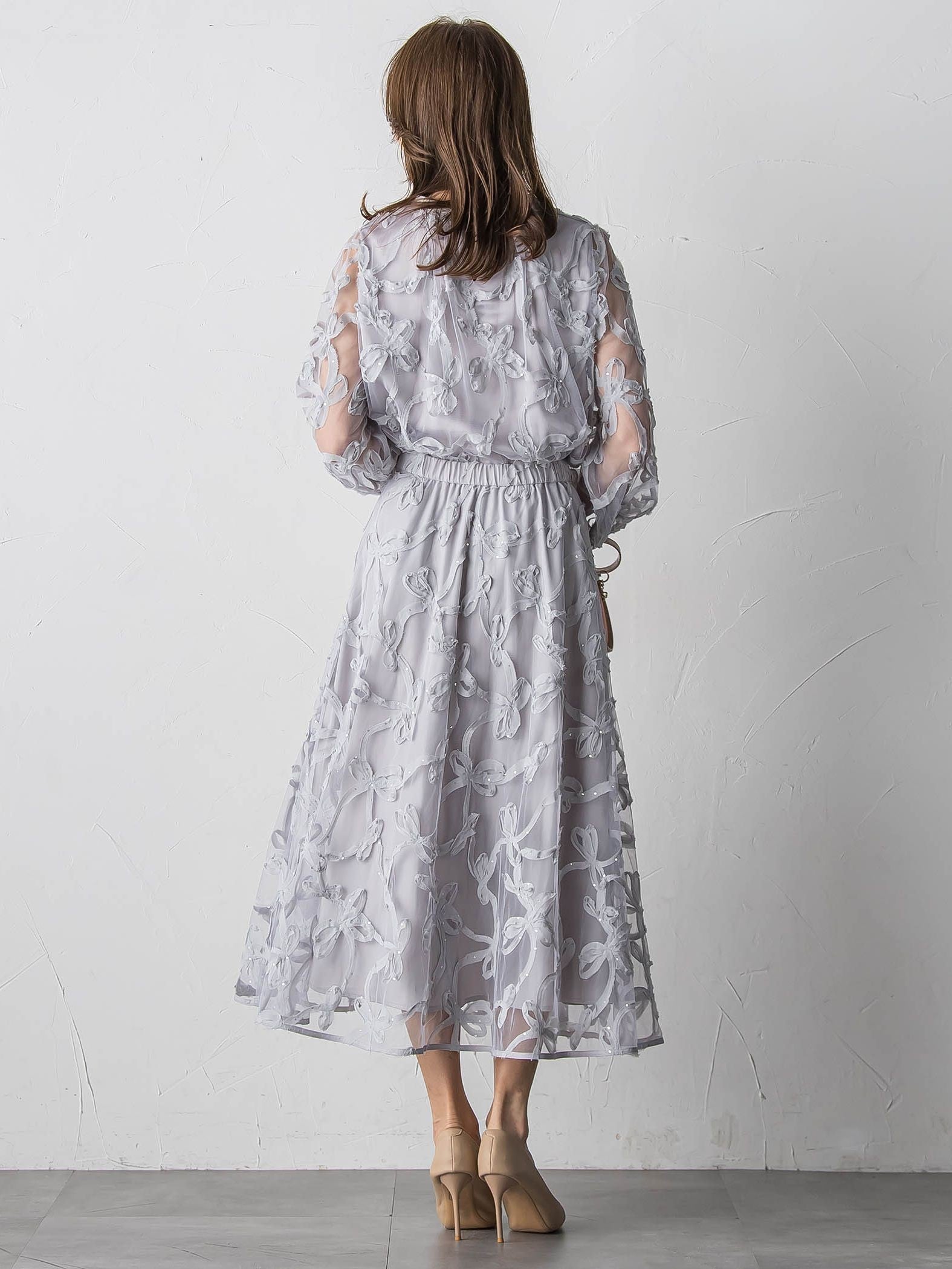 スパンコールテープチュールスカート