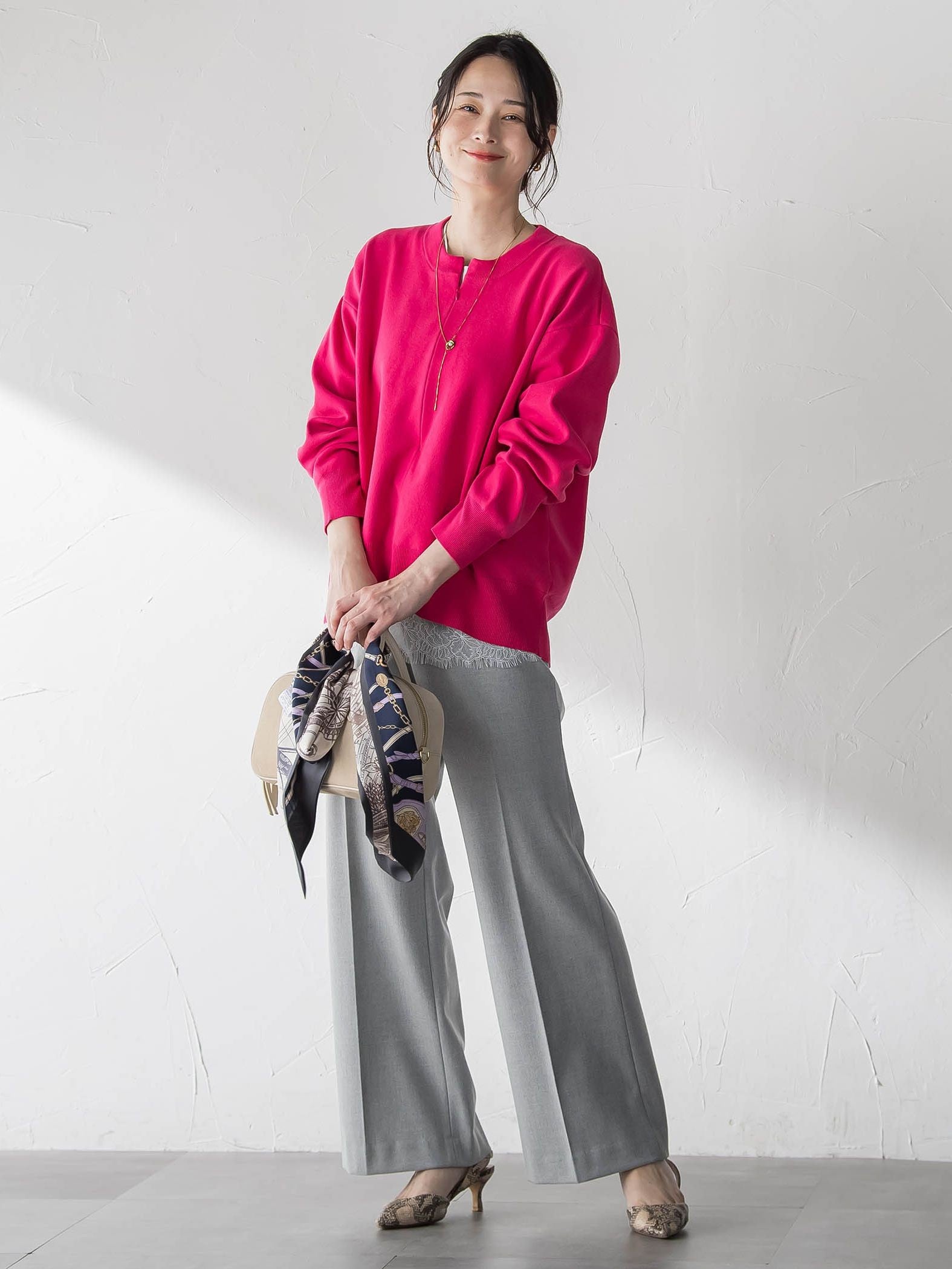 【WEB限定】お肌にやさしいファスナーニット≪手洗い≫