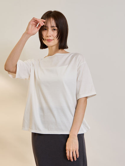 《予約》【連休。涼。軽やかに。】ボートネックT《汗じみ軽減 / 接触冷感》