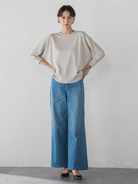 【WEB限定/大きいサイズ】裏起毛デニムワイドパンツ