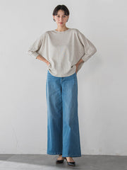 【WEB限定/大きいサイズ】裏起毛デニムワイドパンツ