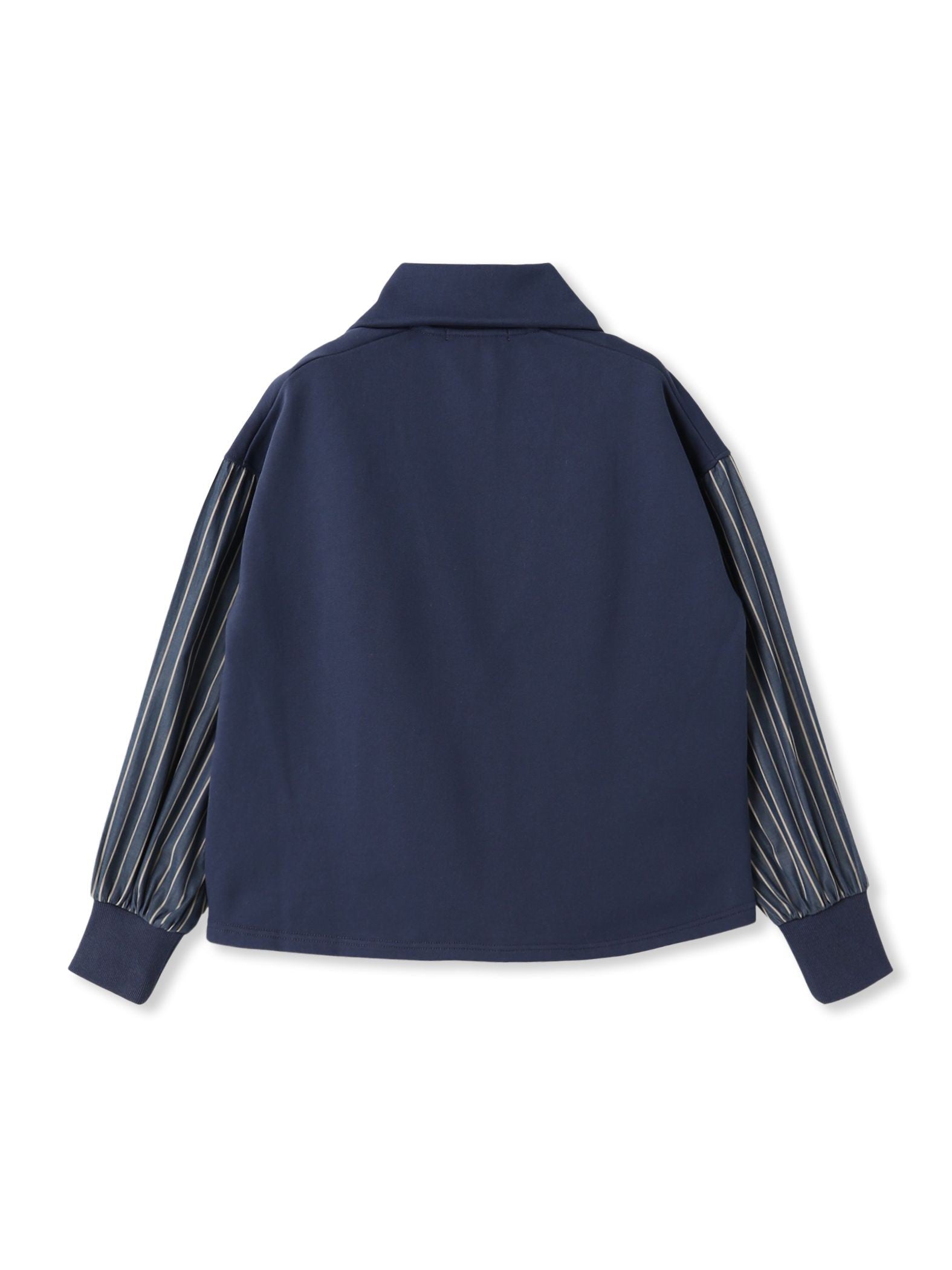 ストライプスリーブハーフジッププルオーバー≪手洗い可能≫