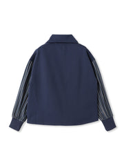 ストライプスリーブハーフジッププルオーバー≪手洗い可能≫