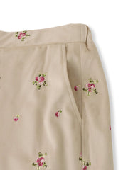 花柄ベロアセミフレアパンツ