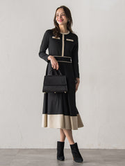 バイカラーニットワンピース