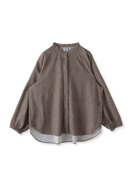 【大きいサイズ】ジョーゼットチェックブラウス≪洗濯機で洗える≫