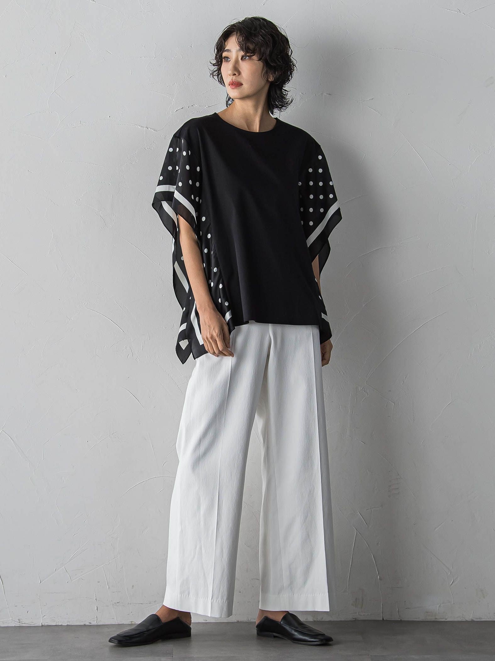 ドットスカーフ切り替えカットソー
