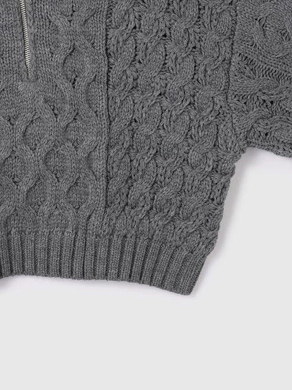 バルキーケーブルハーフジップニット≪手洗い可能≫