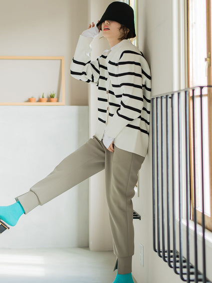 【ビッキー定番/ロングシーズン大活躍の多機能素材/L号サイズ登場！】裾スリットジョガーパンツ《洗濯機で洗える》