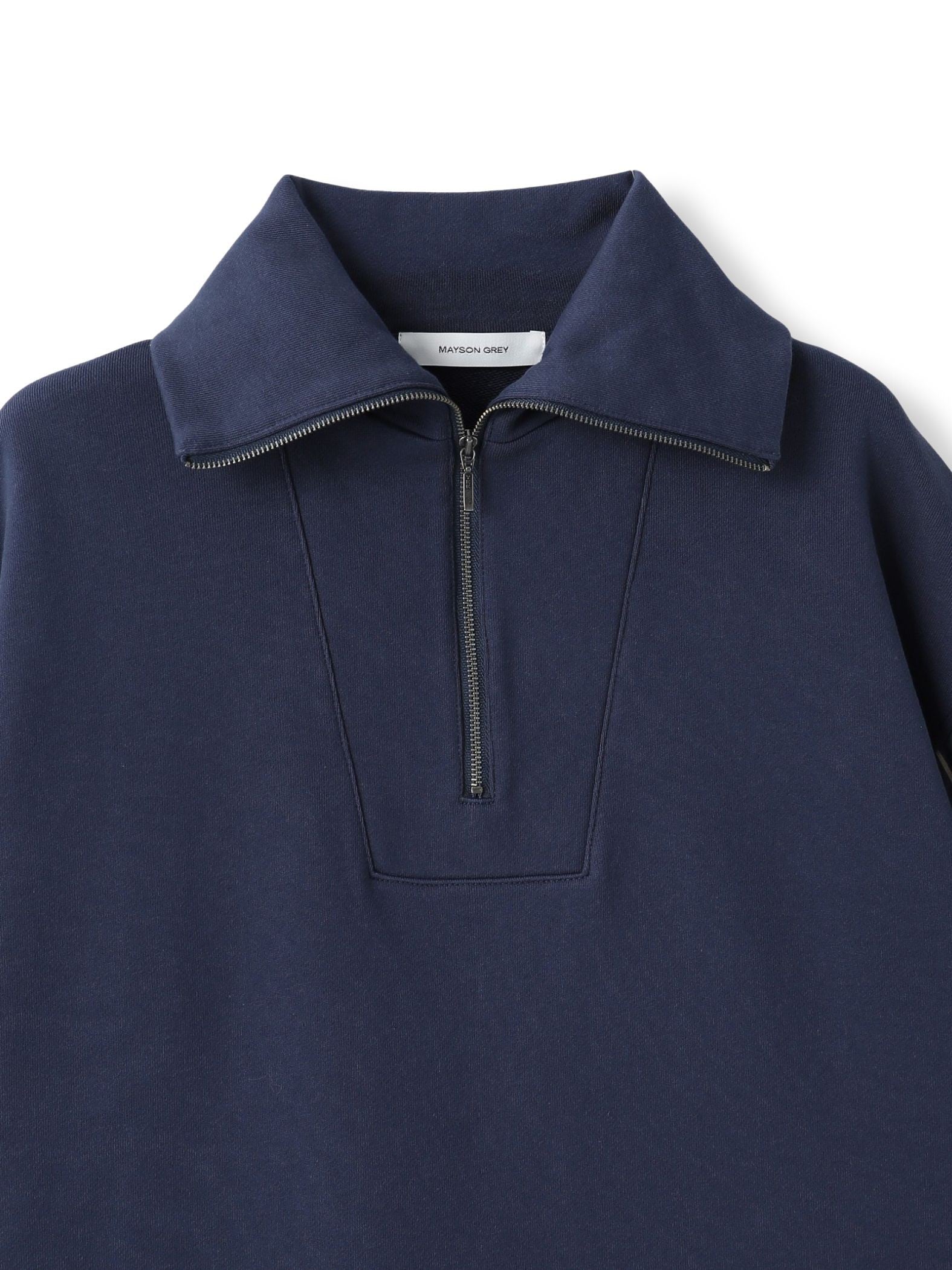 ストライプスリーブハーフジッププルオーバー≪手洗い可能≫