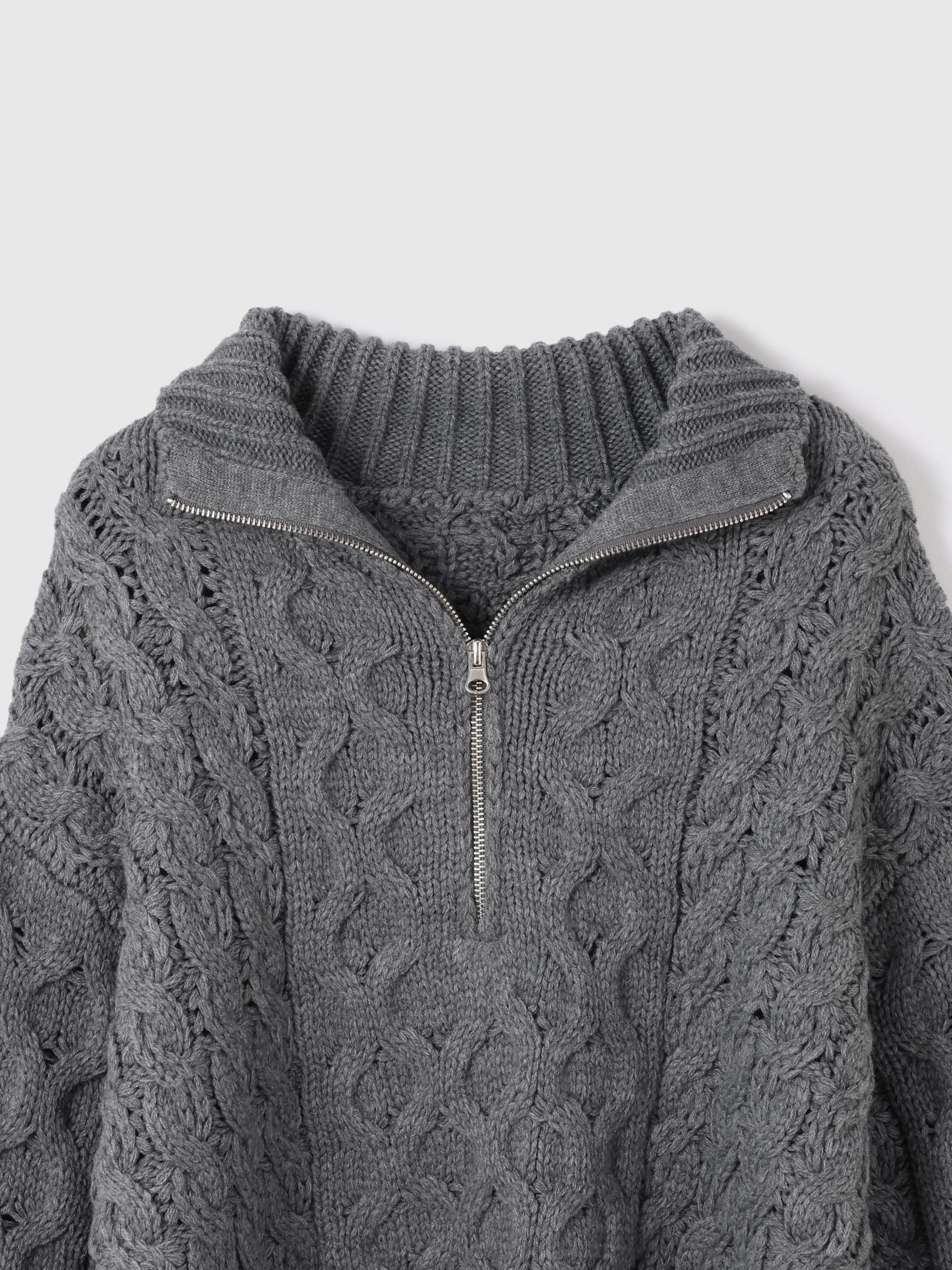 バルキーケーブルハーフジップニット≪手洗い可能≫