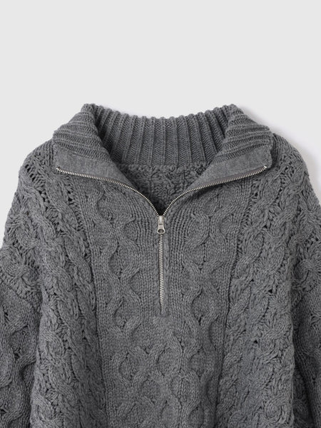 バルキーケーブルハーフジップニット≪手洗い可能≫