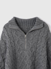 バルキーケーブルハーフジップニット≪手洗い可能≫