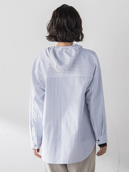 【大きいサイズ】ドビーストライプフードシャツ