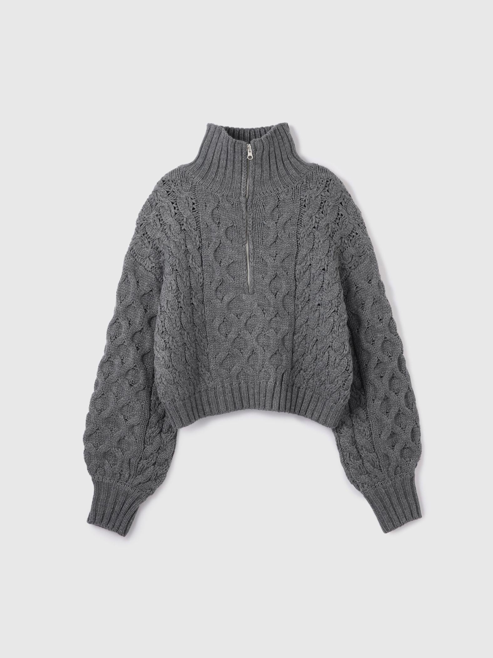 バルキーケーブルハーフジップニット≪手洗い可能≫
