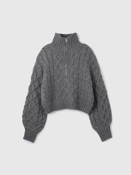バルキーケーブルハーフジップニット≪手洗い可能≫