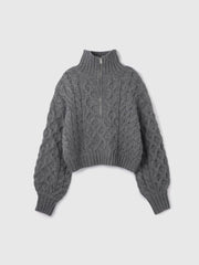 バルキーケーブルハーフジップニット≪手洗い可能≫