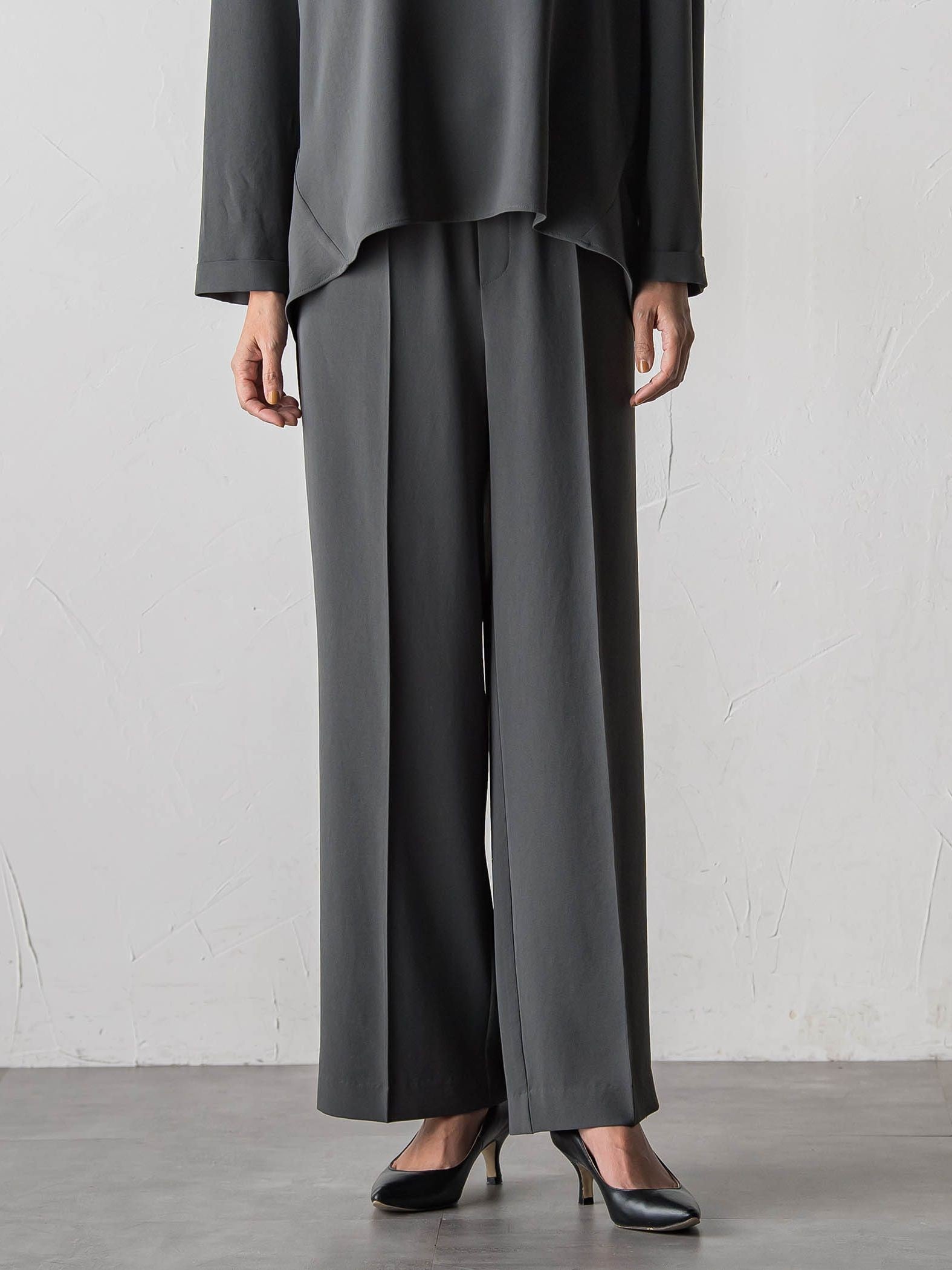 ハイストレッチカルゼワイドパンツ