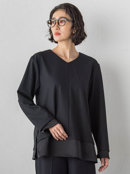 ピクシエスタVネックブラウス≪洗濯機で洗える≫