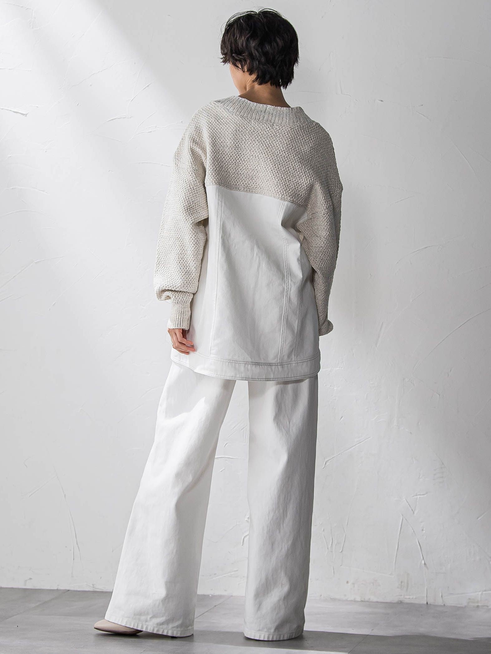 デニムドッキングニットカーディガン≪洗濯機で洗える≫