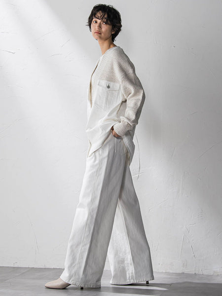 デニムドッキングニットカーディガン≪洗濯機で洗える≫