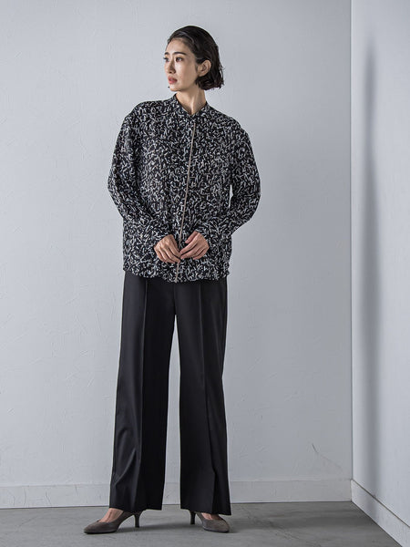 【WEB限定】デニム見えシャンブレーワイドパンツ≪洗濯機で洗える≫