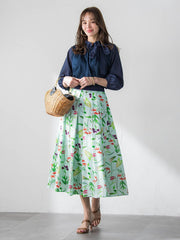 【KEITA KAWASAKI × Viaggio Bluコラボ】リリープリントスカート