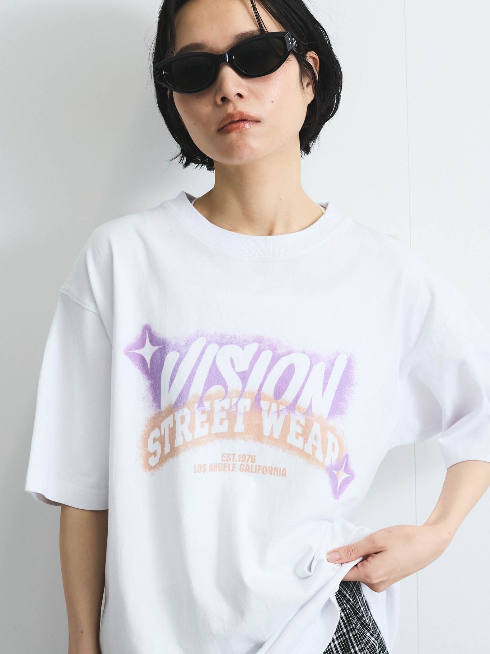 【VISION STREET WEAR】スプレープリントTシャツ≪洗濯機で洗える≫
