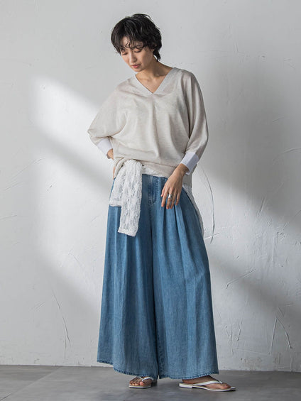 ゆれるデニムフレアパンツ