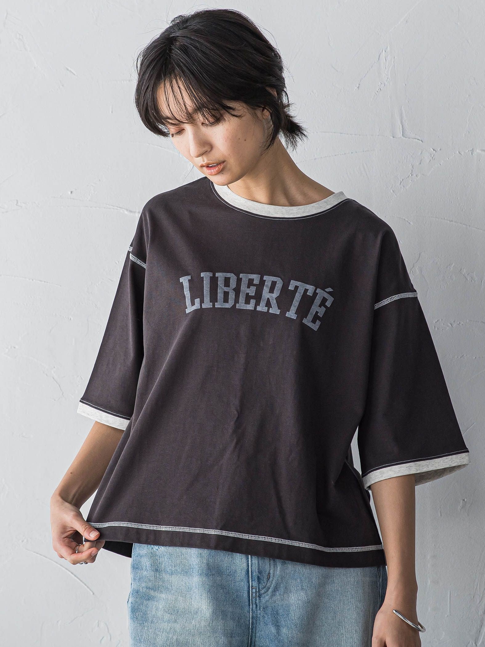 バイカラーパイピングロゴTシャツ≪手洗い可能≫
