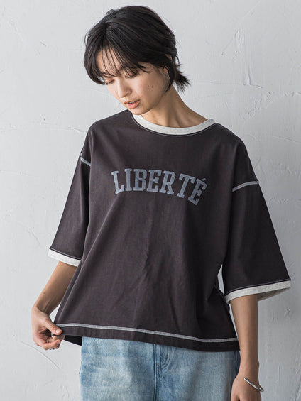 バイカラーパイピングロゴTシャツ≪手洗い可能≫