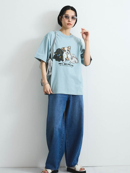 【POWER OF THE PEOPLE】イヌネコプリントTシャツ≪洗濯機で洗える≫