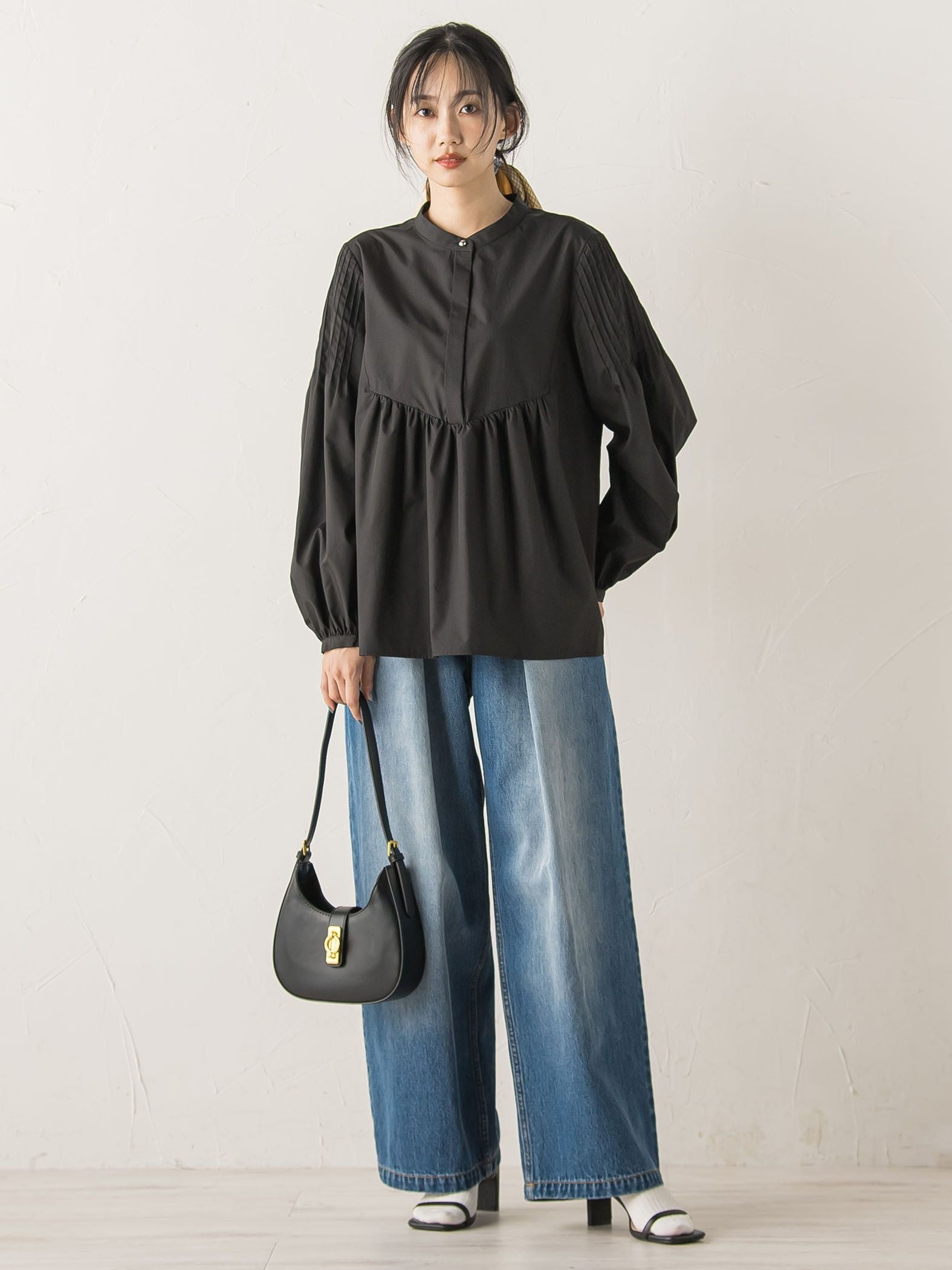 タックデニムパンツ≪洗濯機で洗える≫