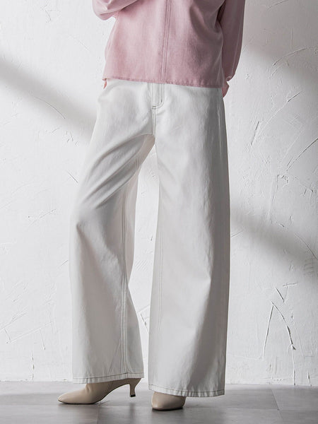 デニムワイドパンツ≪洗濯機で洗える≫