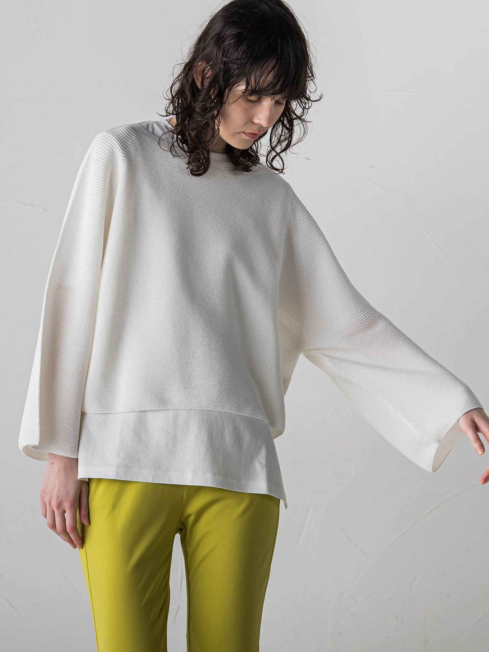 【WEB&一部店舗限定】ワイドスリーブクロップドニットプルオーバー≪手洗い可能≫