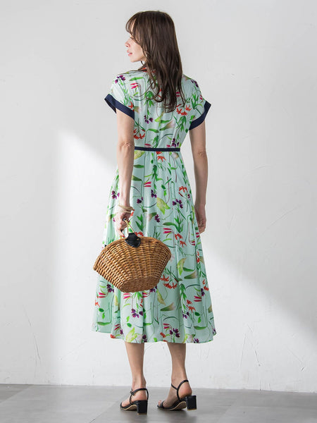 【KEITA KAWASAKI × Viaggio Bluコラボ】リリープリントワンピース